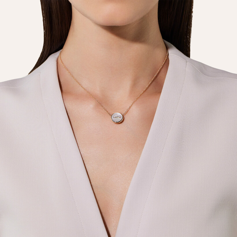 Pomellato Pom Pom Dot necklace, rose gold with mother of pearl and diamonds